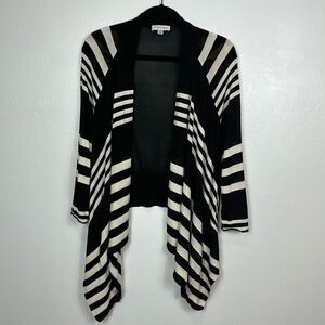 St. John Sport Womens Striped Draped Open Front Cardigan Size S